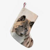 Akita Painting - Cute Original Dog Art Kleine Kerstsok (Voorkant (Hangend))