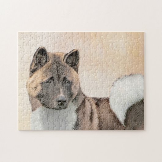 Akita Painting - Cute Original Dog Art Legpuzzel (Horizontaal)