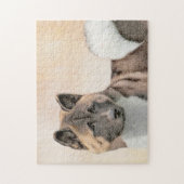 Akita Painting - Cute Original Dog Art Legpuzzel (Verticaal)