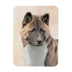 Akita Painting - Cute Original Dog Art Magneet