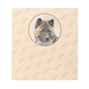 Akita Painting - Cute Original Dog Art Notitieblok