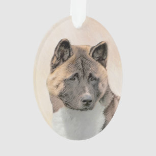 Akita Painting - Cute Original Dog Art Ornament