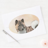 Akita Painting - Cute Original Dog Art Ovale Sticker (Envelop)