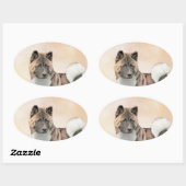 Akita Painting - Cute Original Dog Art Ovale Sticker (Vel)