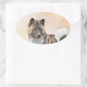 Akita Painting - Cute Original Dog Art Ovale Sticker (Tas)
