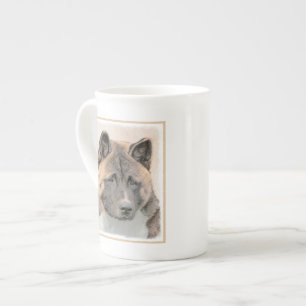 Akita Painting - Cute Original Dog Art Porselein Kop