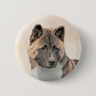 Akita Painting - Cute Original Dog Art Ronde Button 5,7 Cm