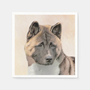 Akita Painting - Cute Original Dog Art Servet
