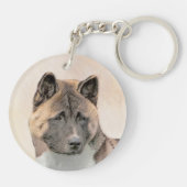 Akita Painting - Cute Original Dog Art Sleutelhanger (Achterkant)