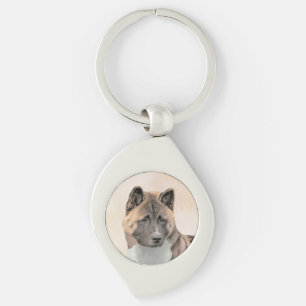 Akita Painting - Cute Original Dog Art Sleutelhanger