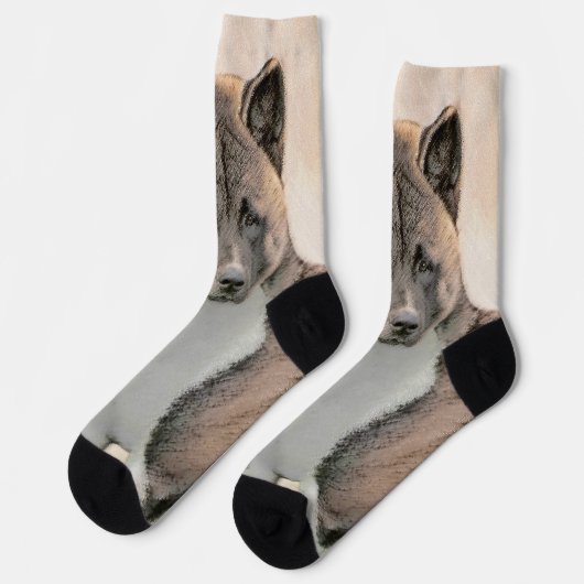 Akita Painting - Cute Original Dog Art Sokken (Links)