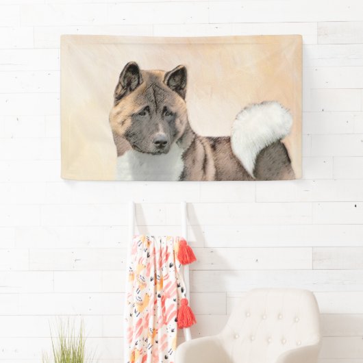 Akita Painting - Cute Original Dog Art Spandoek (Insitu)