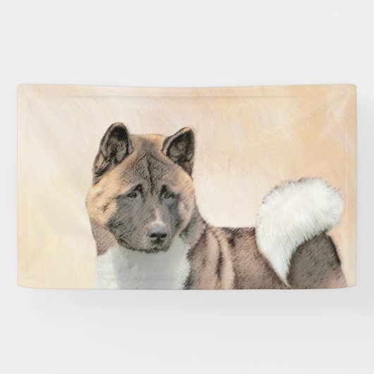 Akita Painting - Cute Original Dog Art Spandoek (Horizontaal)