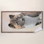 Akita Painting - Cute Original Dog Art Strandlaken (Voorkant)