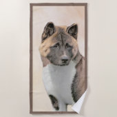 Akita Painting - Cute Original Dog Art Strandlaken (Voorkant)