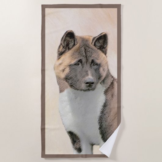 Akita Painting - Cute Original Dog Art Strandlaken (Voorkant)