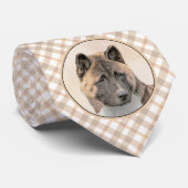 Akita Painting - Cute Original Dog Art Stropdas (Opgerold)