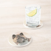 Akita Painting - Cute Original Dog Art Zandsteen Onderzetter (Zijkant)