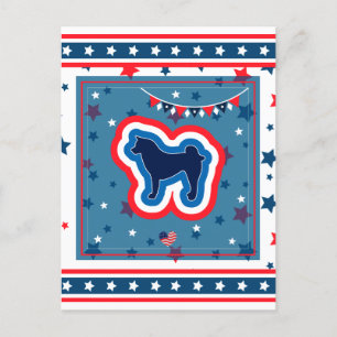 Akita Patriottisch Rood Wit En Blauw 4 Juli Feestdagenkaart