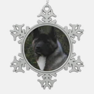 akita pinto zwart masker tin sneeuwvlok ornament