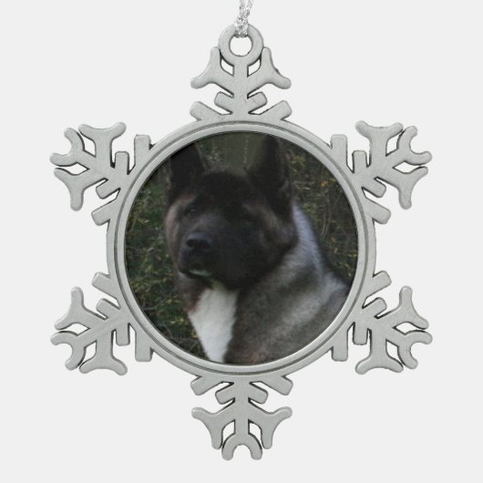 akita pinto zwart masker tin sneeuwvlok ornament (Voorkant)