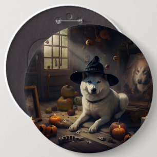 Akita Pompoenen Halloween Griezelen Ronde Button 6,0 Cm