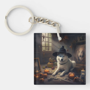 Akita Pompoenen Halloween Griezelen Sleutelhanger