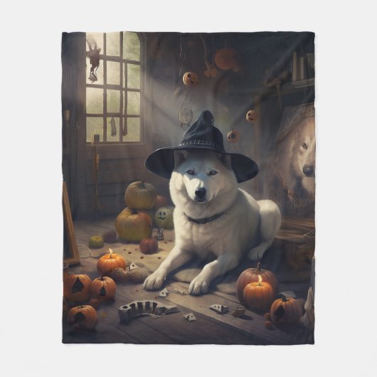 Akita Pumpkins Halloween Scary Fleece Deken (Voorkant)