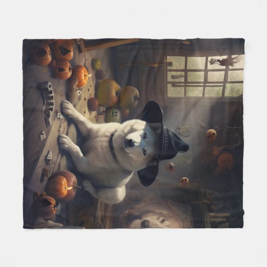 Akita Pumpkins Halloween Scary Fleece Deken (Voorkant (Horizontaal))
