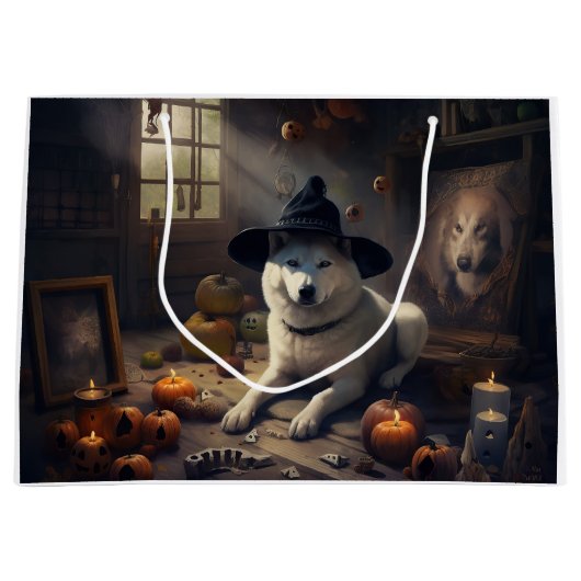 Akita Pumpkins Halloween Scary Groot Cadeauzakje (Voorkant)