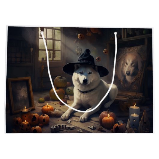 Akita Pumpkins Halloween Scary Groot Cadeauzakje (Achterkant)