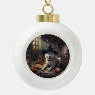 Akita Pumpkins Halloween Scary Keramische Bal Ornament