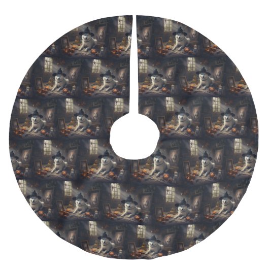 Akita Pumpkins Halloween Scary Kerstboom Rok (Voorkant)