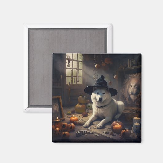 Akita Pumpkins Halloween Scary Magneet (Voorkant / Achterkant)