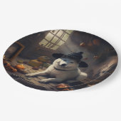 Akita Pumpkins Halloween Scary Papieren Bordje (Gekanteld)