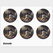 Akita Pumpkins Halloween Scary Ronde Sticker (Vel)