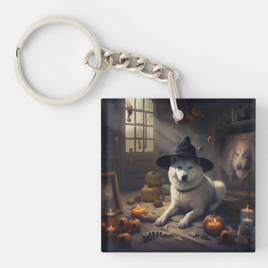 Akita Pumpkins Halloween Scary Sleutelhanger (Voorkant)