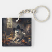 Akita Pumpkins Halloween Scary Sleutelhanger (Achterkant)