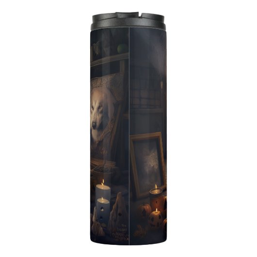 Akita Pumpkins Halloween Scary Thermosbeker (Achterkant)