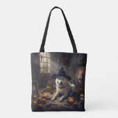 Akita Pumpkins Halloween Scary Tote Bag (Achterkant)