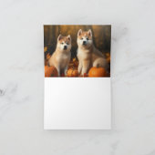 Akita Pup Autumn Delight Pompoen Kaart (Binnen)