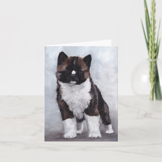 Akita Puppy Dog Art Note Card Kaart (Voorkant)