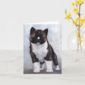Akita Puppy Dog Art Note Card Kaart (Gele Bloem)