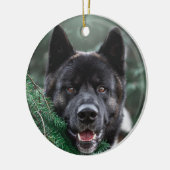 Akita Puppy Dog in A Pine Forest Kerstmis Keramisch Ornament (Links)