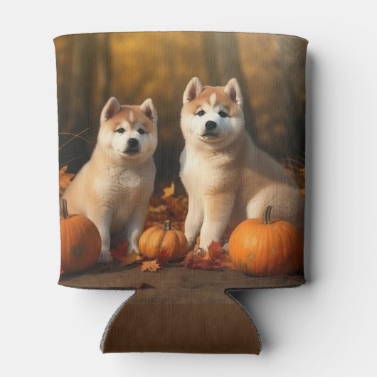 Akita Puppy Herfst Delight Pompoen Blikjeskoeler (Achterkant)