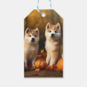 Akita Puppy Herfst Delight Pompoen Cadeaulabel (Voorkant)