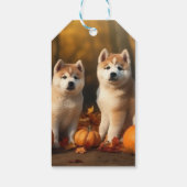 Akita Puppy Herfst Delight Pompoen Cadeaulabel (Achterkant)