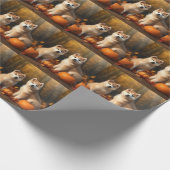 Akita Puppy Herfst Delight Pompoen Cadeaupapier (Hoek)