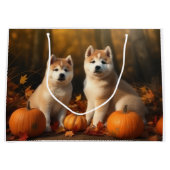 Akita Puppy Herfst Delight Pompoen Groot Cadeauzakje (Voorkant)