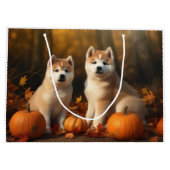 Akita Puppy Herfst Delight Pompoen Groot Cadeauzakje (Achterkant)